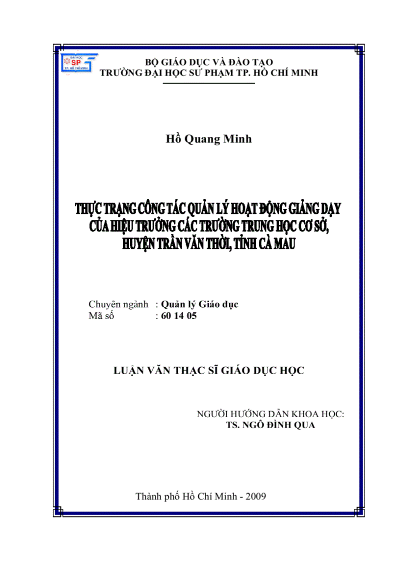 image for page Thực trạng quản lý hoạt động giảng dạy của Hiệu trưởng các trường Trung học cơ sở huyện Trần Văn Thời tỉnh Cà Mau