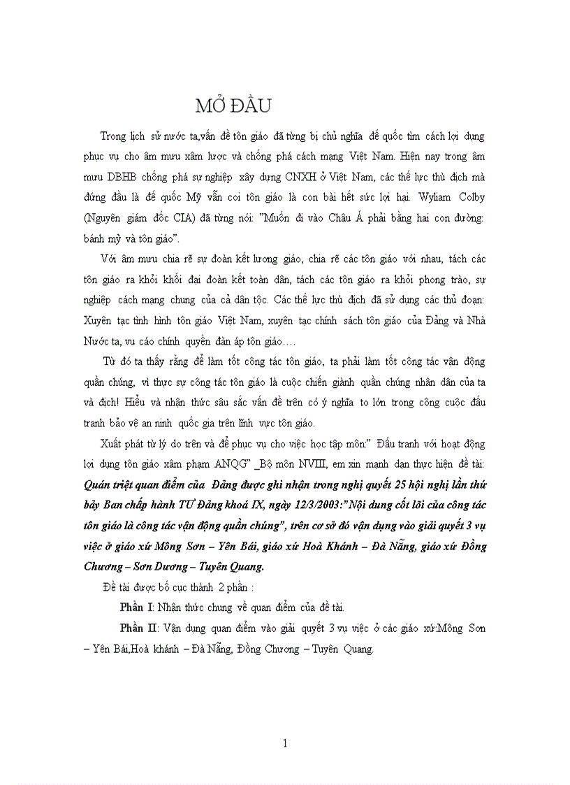 image for page Vận dụng quan điểm vào giải quyết 3 vụ việc ở các giáo xứ Mông Sơn Yên Bái Hoà khánh Đà Nẵng Đồng Chương Tuyên Quang