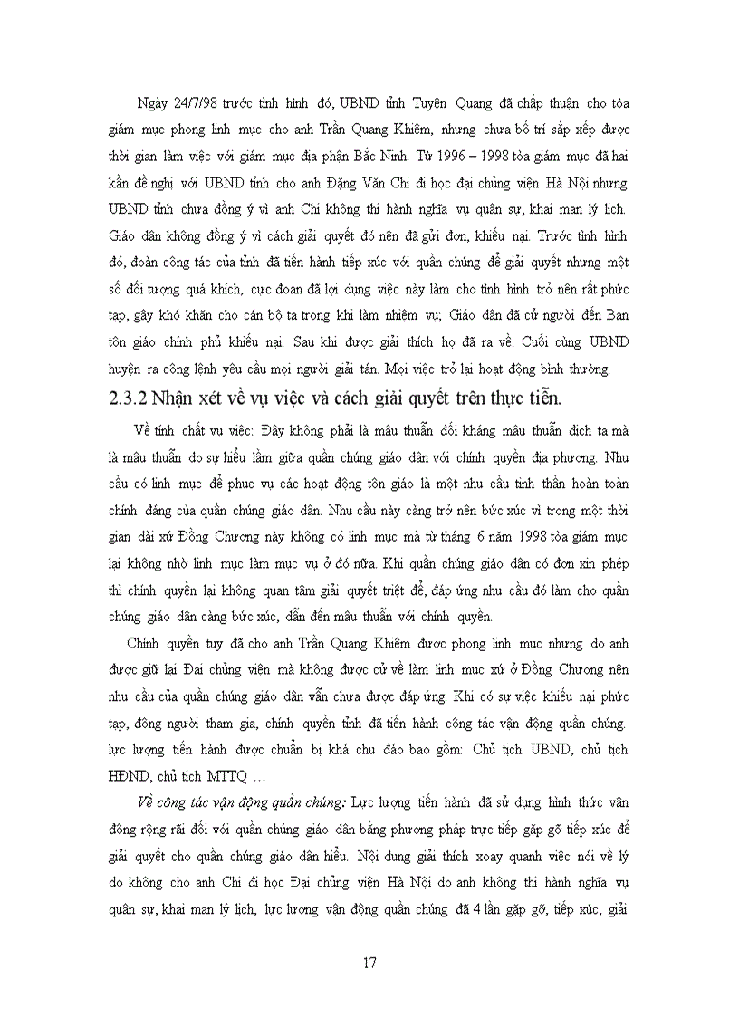 image for page Vận dụng quan điểm vào giải quyết 3 vụ việc ở các giáo xứ Mông Sơn Yên Bái Hoà khánh Đà Nẵng Đồng Chương Tuyên Quang