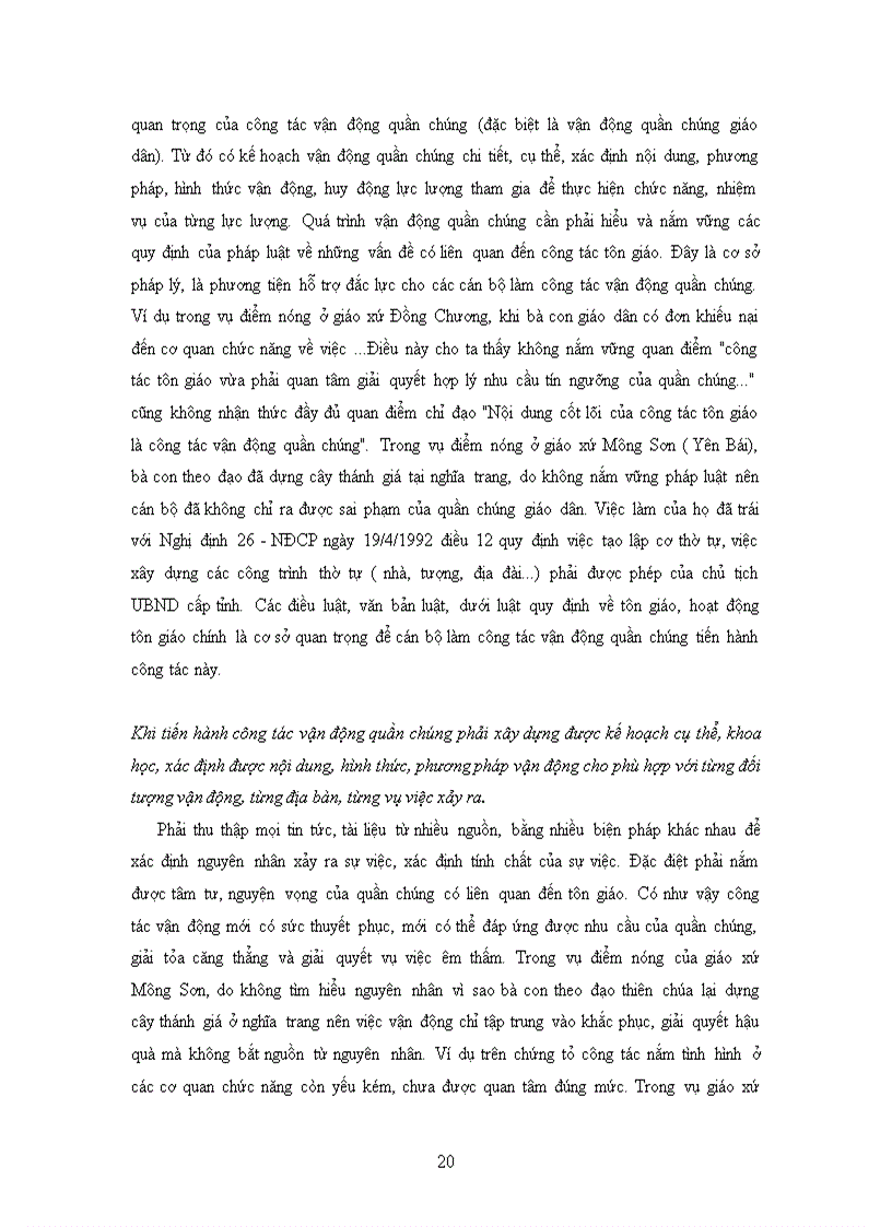 image for page Vận dụng quan điểm vào giải quyết 3 vụ việc ở các giáo xứ Mông Sơn Yên Bái Hoà khánh Đà Nẵng Đồng Chương Tuyên Quang