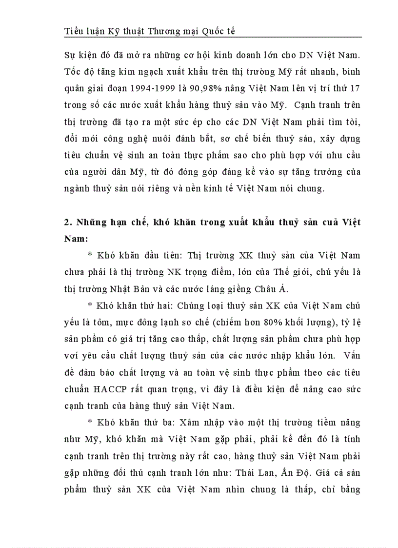 image for page Phân tích thực trạng của tình hình xuất khẩu thuỷ sản của Việt Nam sang thị trường Mỹ