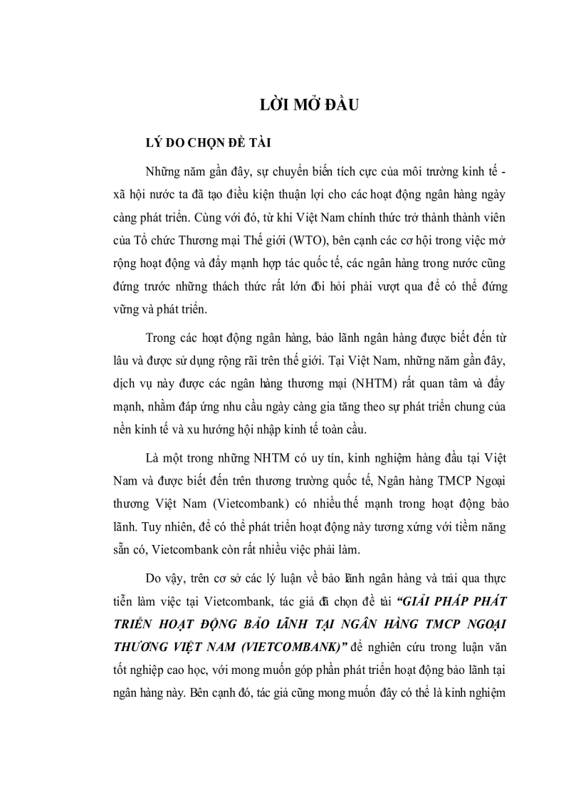 image for page Giải pháp phát triển hoạt động bảo lãnh ngân hàng tại Ngân hàng TMCP Ngoại thương Việt Nam Vietcombank