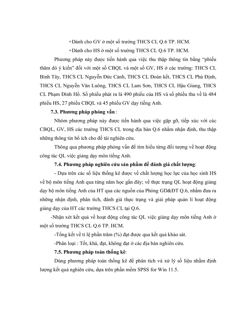 image for page Thực trạng quản lý việc giảng dạy môn tiếng Anh ở một số trường THCS CL quận 6 TPHCM và một số giải pháp
