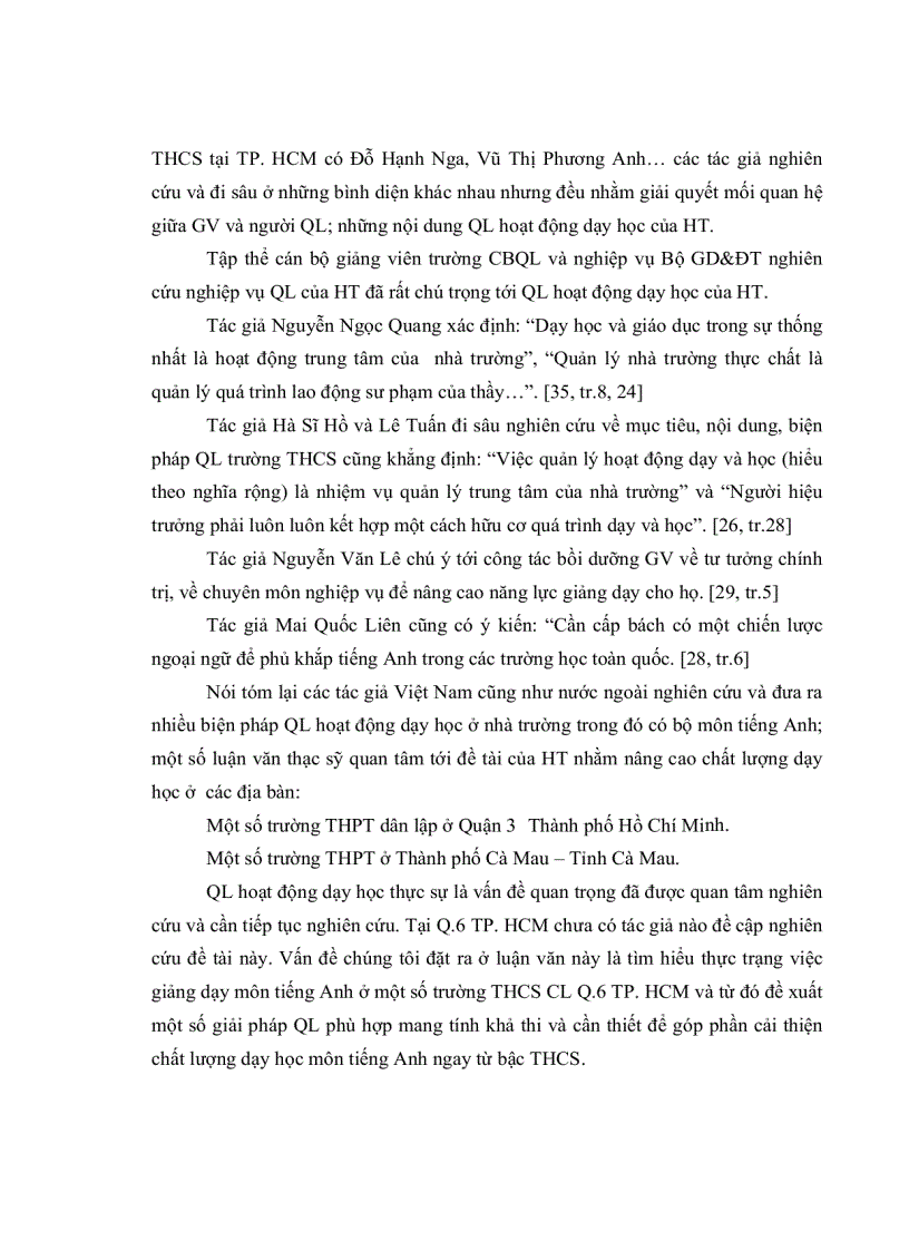 image for page Thực trạng quản lý việc giảng dạy môn tiếng Anh ở một số trường THCS CL quận 6 TPHCM và một số giải pháp