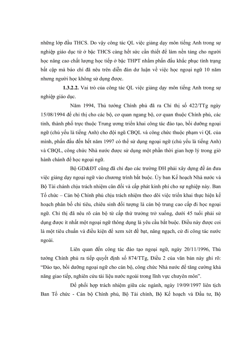 image for page Thực trạng quản lý việc giảng dạy môn tiếng Anh ở một số trường THCS CL quận 6 TPHCM và một số giải pháp