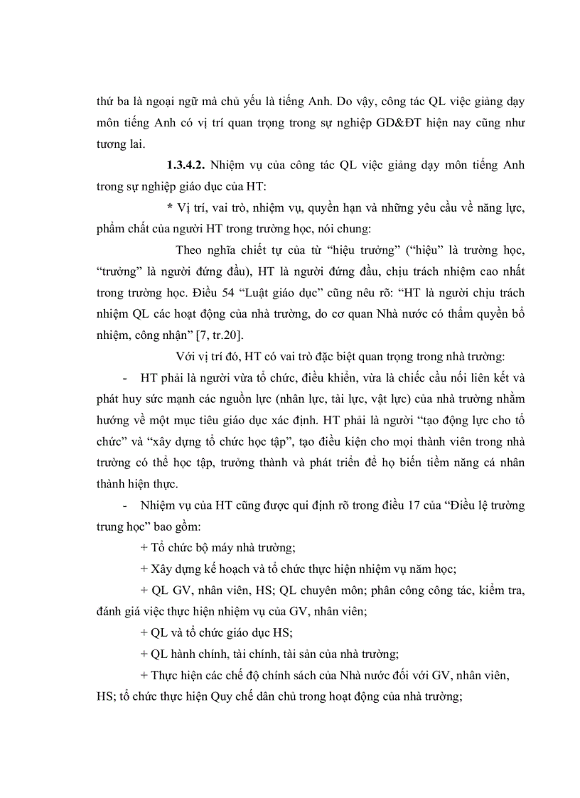 image for page Thực trạng quản lý việc giảng dạy môn tiếng Anh ở một số trường THCS CL quận 6 TPHCM và một số giải pháp