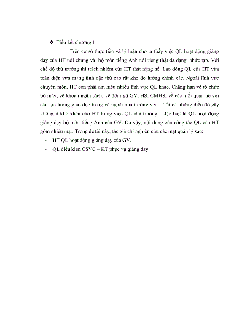 image for page Thực trạng quản lý việc giảng dạy môn tiếng Anh ở một số trường THCS CL quận 6 TPHCM và một số giải pháp