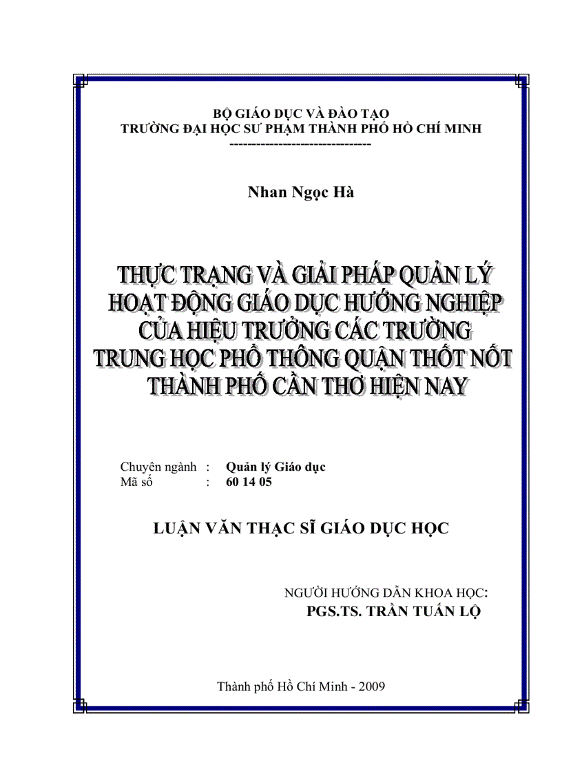 image for page Thực trạng và giải pháp quản lý hoạt động giáo dục hướng nghiệp của hiệu trưởng các trường trung học phổ thông quận Thốt Nốt TP Cần Thơ hiện nay