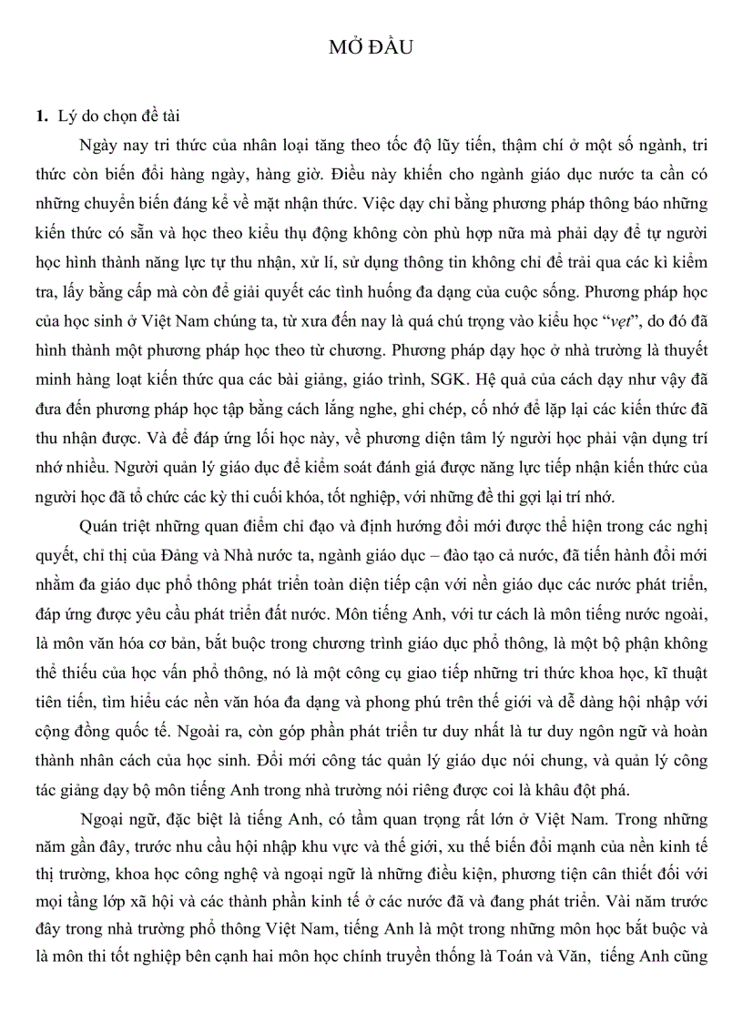 image for page Thực trạng quản lý hoạt động dạy học môn tiếng Anh theo chương trình Sách giáo khoa mới Trung học cơ sở Thành phố Cà Mau