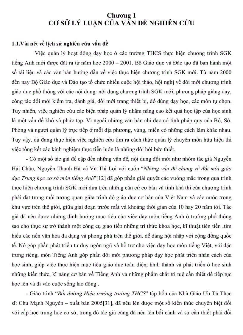 image for page Thực trạng quản lý hoạt động dạy học môn tiếng Anh theo chương trình Sách giáo khoa mới Trung học cơ sở Thành phố Cà Mau