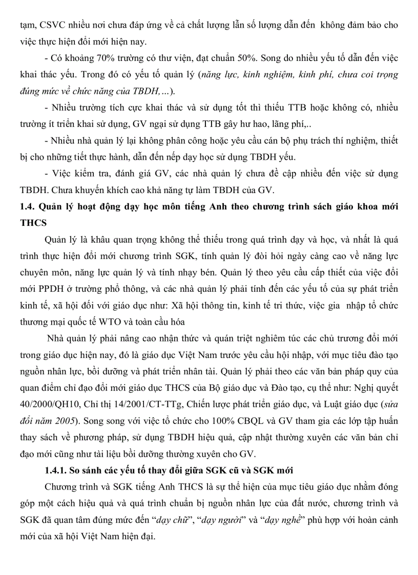 image for page Thực trạng quản lý hoạt động dạy học môn tiếng Anh theo chương trình Sách giáo khoa mới Trung học cơ sở Thành phố Cà Mau