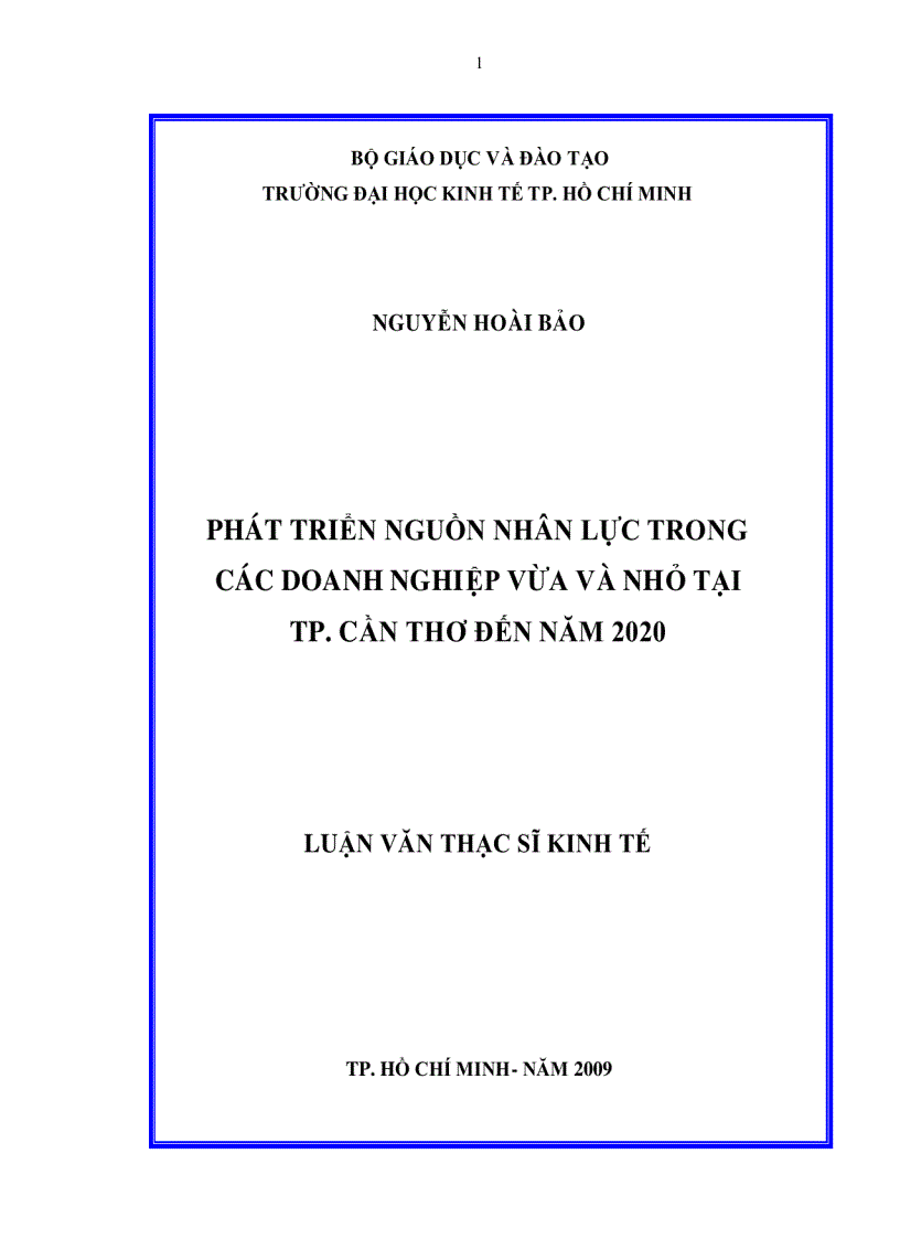 Phát triển nguồn nhân lực trong các doanh nghiệp vừa và nhỏ tại tp Cần thơ đến năm 2020