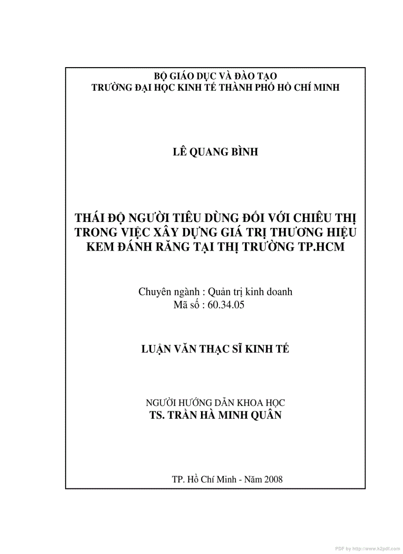 Thái độ người tiêu dùng đối với chiêu thị trong việc xây dựng giá trị thương hiệu kem đánh răng tại thị trường tp hcm