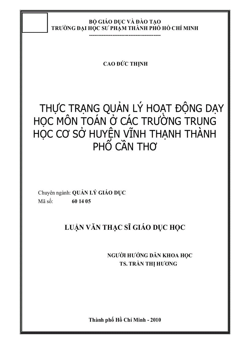 image for page Thực trạng quản lý hoạt động dạy học môn Toán ở các trường trung học cơ sở huyện Vĩnh Thạnh thành phố Cần Thơ