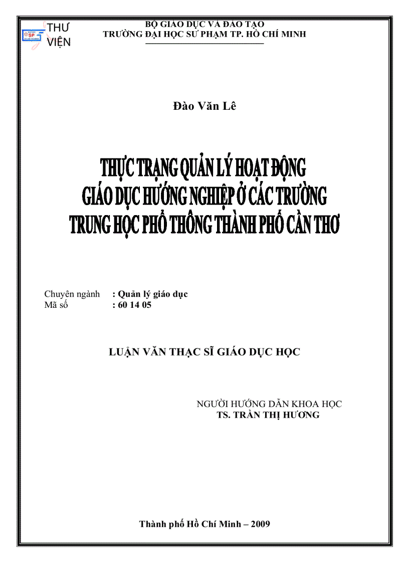 image for page Thực trạng quản lý hoạt động giáo dục hướng nghiệp ở các trường trung học phổ thông thành phố Cần Thơ