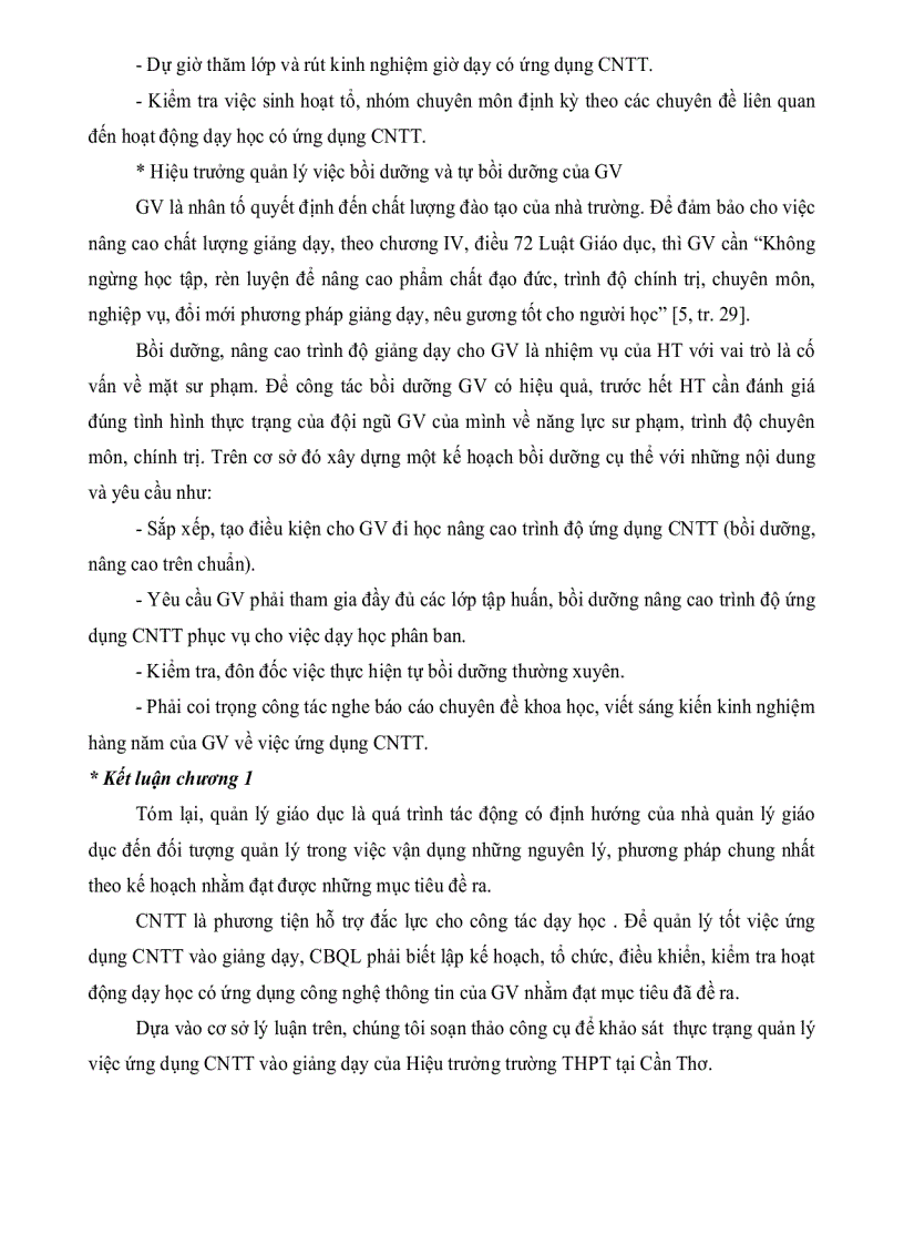 image for page Thực trạng quản lý việc ứng dụng công nghệ thông tin vào giảng dạy của hiệu trường trường THPT tại Cần Thơ