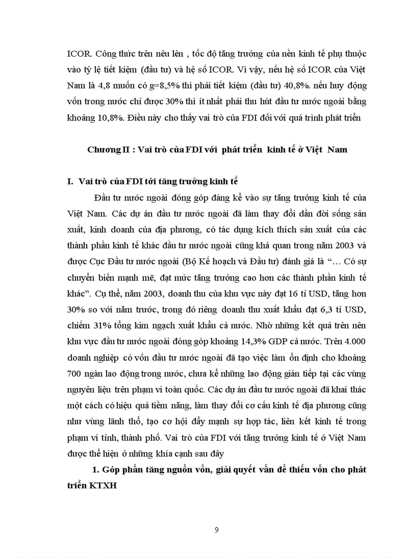 Những tác động của vốn FDI đến phát triển kinh tế ở Việt Nam trong giai đoạn hiện nay và một số giải pháp để đạt được những mục tiêu phát triển trong