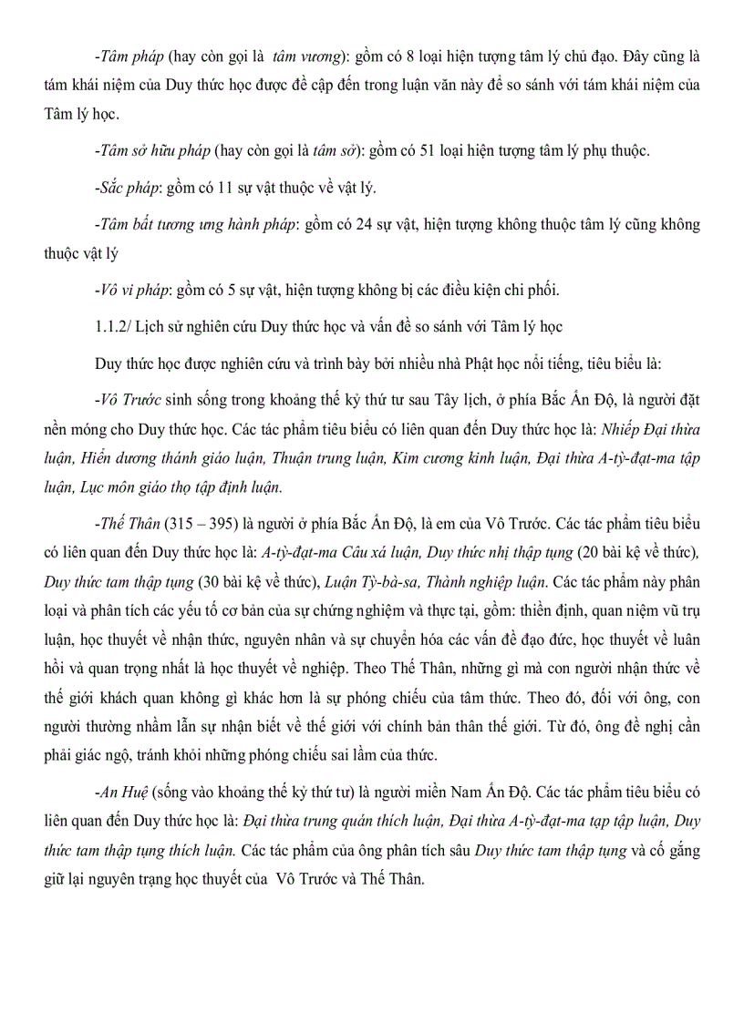 image for page So sánh một số khái niệm trong tâm lý học và duy thức học