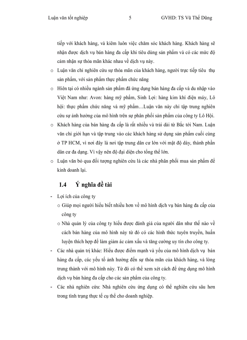 image for page Nghiên cứu sự thỏa mãn của khách hàng với mô hình dịch vụ bán hàng đa cấp sản phẩm chức năng của công ty Lô Hội