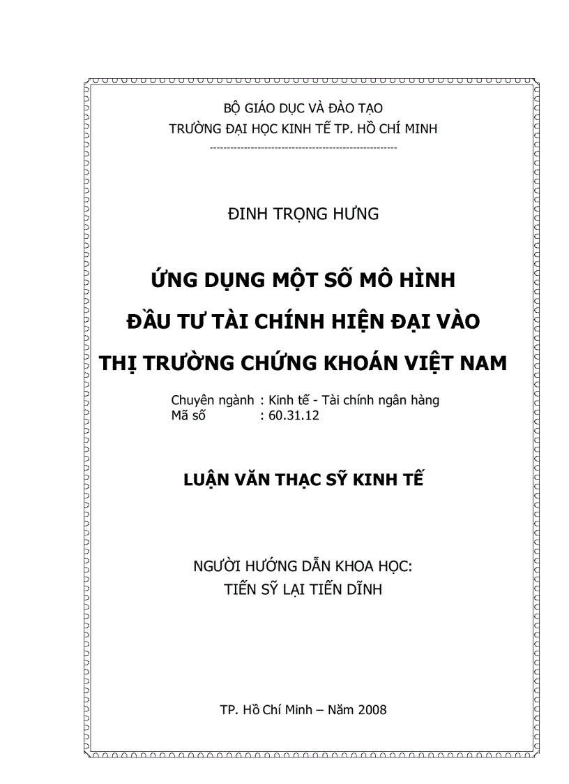 image for page Ứng dụng một số mô hình đầu tư tài chính hiện đại vào thị trường chứng khoán việt nam