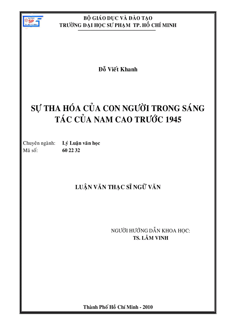 image for page Sự tha hóa của con người trong sáng tác của Nam Cao trước 1945