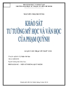 Khảo sát tư tưởng mỹ học và văn học của Phạm Quỳnh