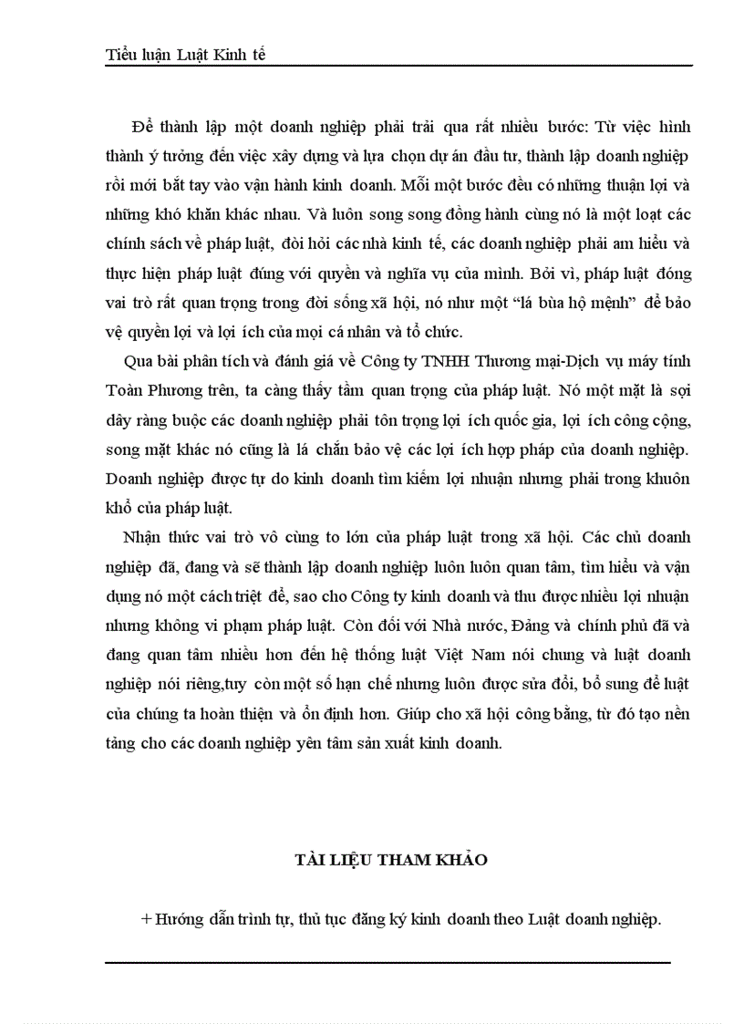 image for page Việc khởi sự chuẩn bị đăng ký thành lập tổ chức bộ máy và hoạt động của Công ty TNHH Thương mại Dịch vụ máy tính Toàn Phương