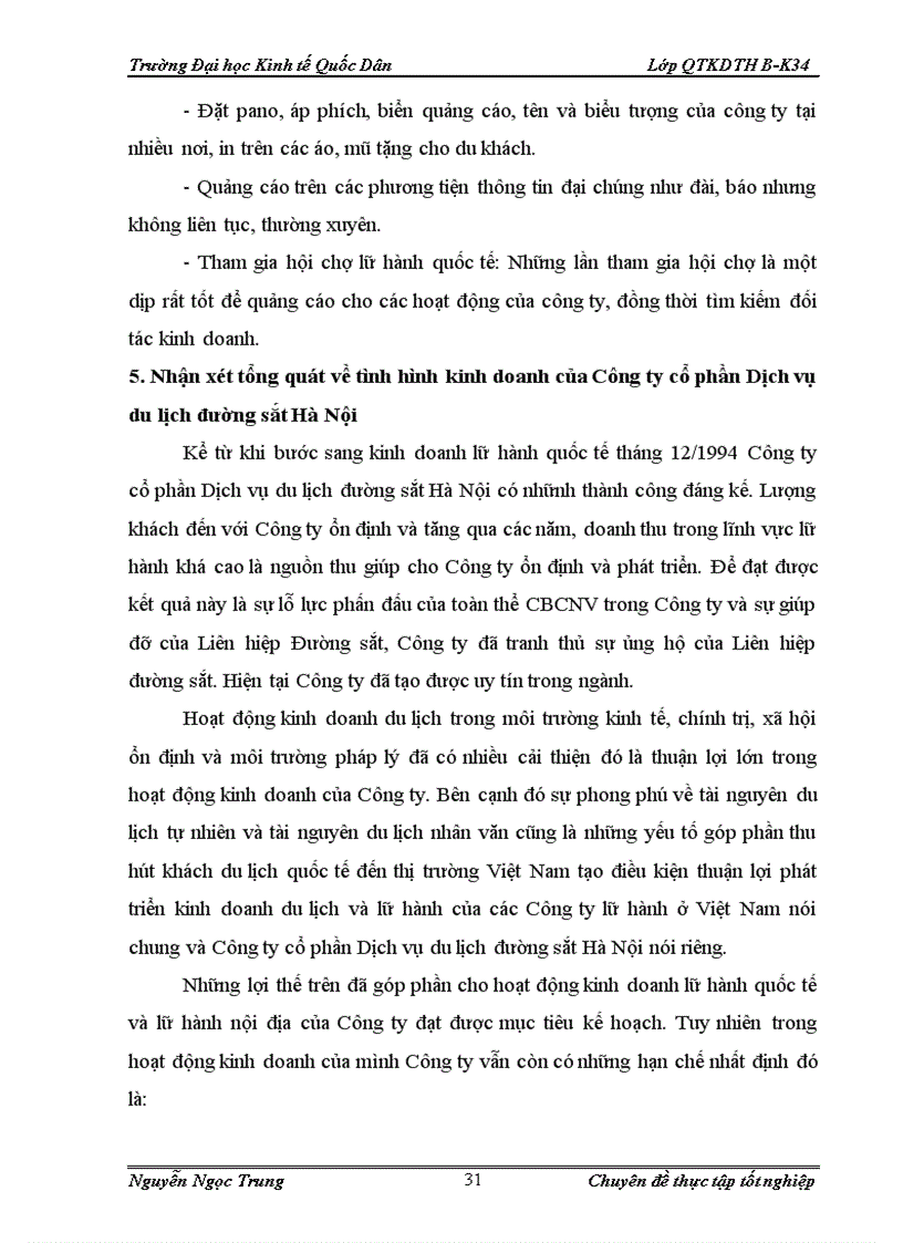 image for page Giải pháp phát triển kinh doanh lữ hành ở Công ty cổ phần Dịch vụ du lịch đường sắt Hà Nội