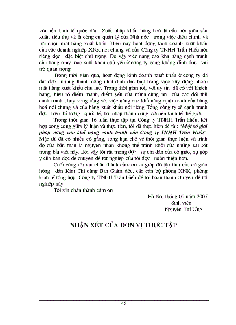 image for page Những giải pháp nâng cao khả năng cạnh tranh của một số mặt hàng xuất khẩu chủ yếu ở Công ty TNHH Trần Hiếu