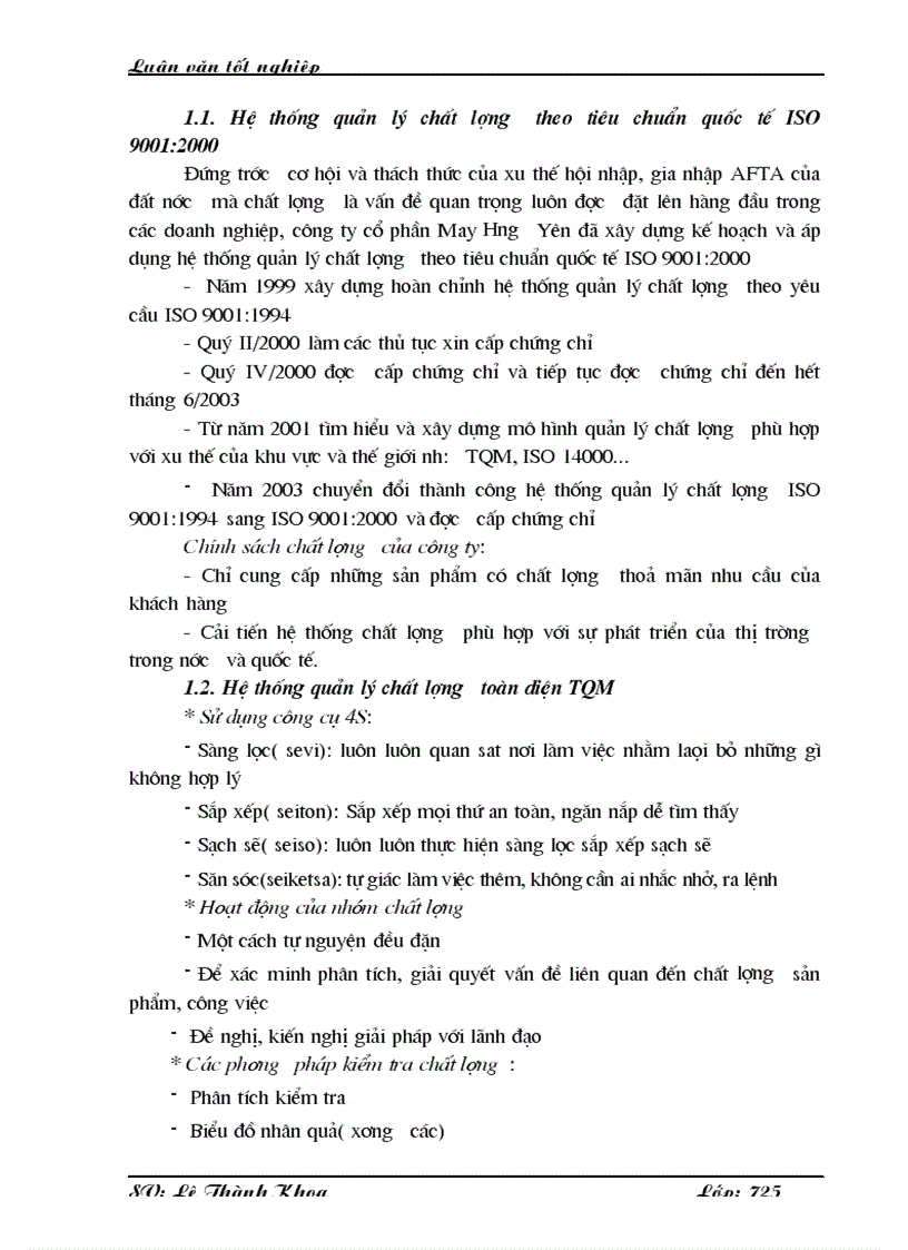 image for page Quản lý chất lượng sản phẩm ở Công ty cổ phần May Hưng Yên và một số giải pháp góp phần nâng cao chất lượng sản phẩm