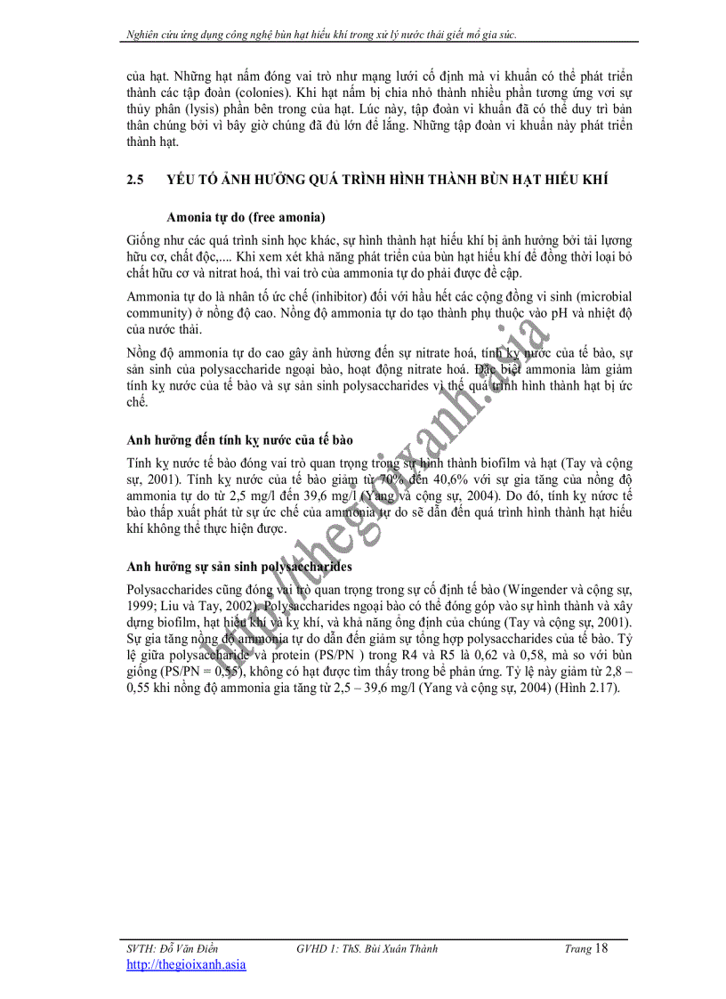 image for page Nghiên cứu ứng dụng công nghệ bùn hạt hiếu khí trong xử lý nước thải giết mổ gia súc