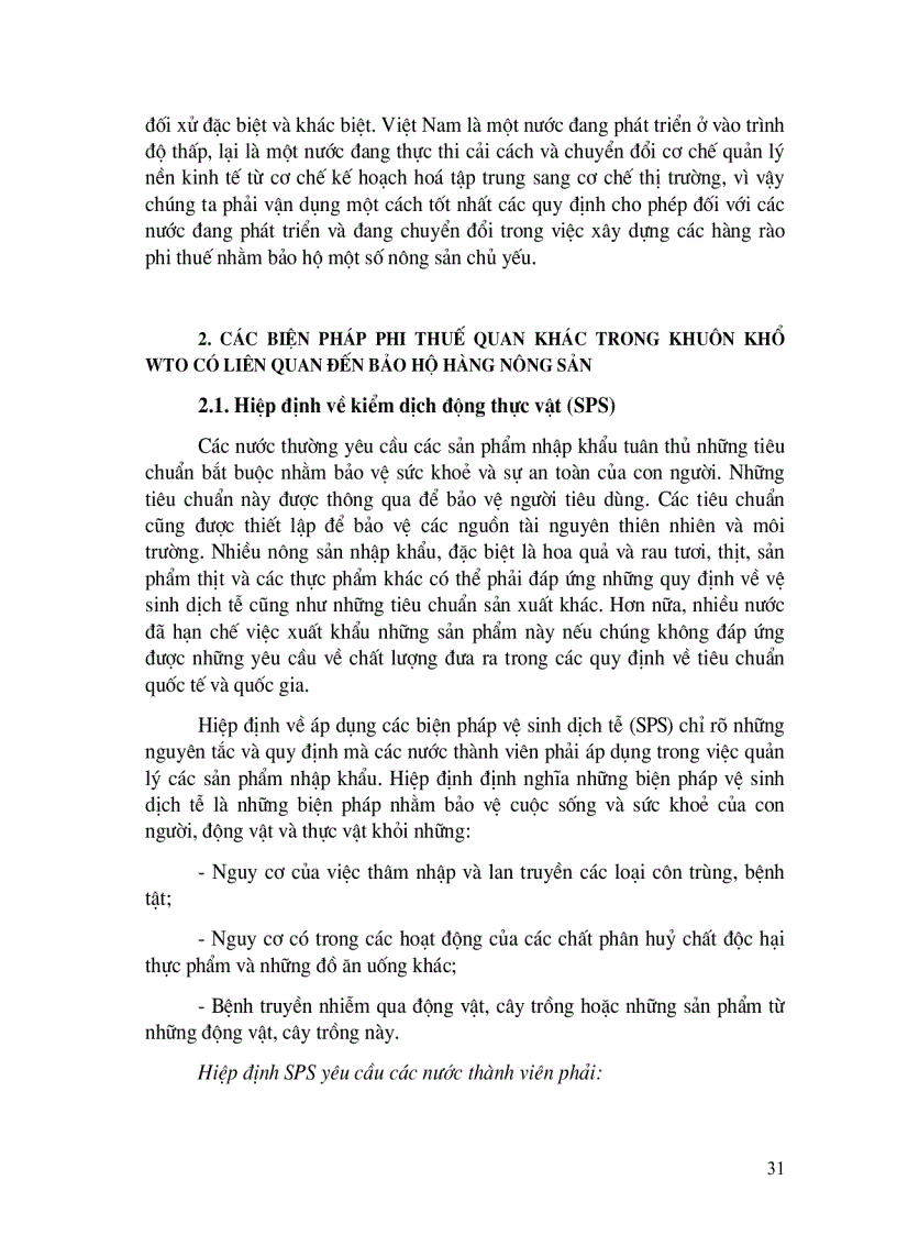 image for page Hoàn thiện các biện pháp phi thuế quan để bảo hộ một số nông sản chủ yếu của nước ta phù hợp với thông lệ quốc tế