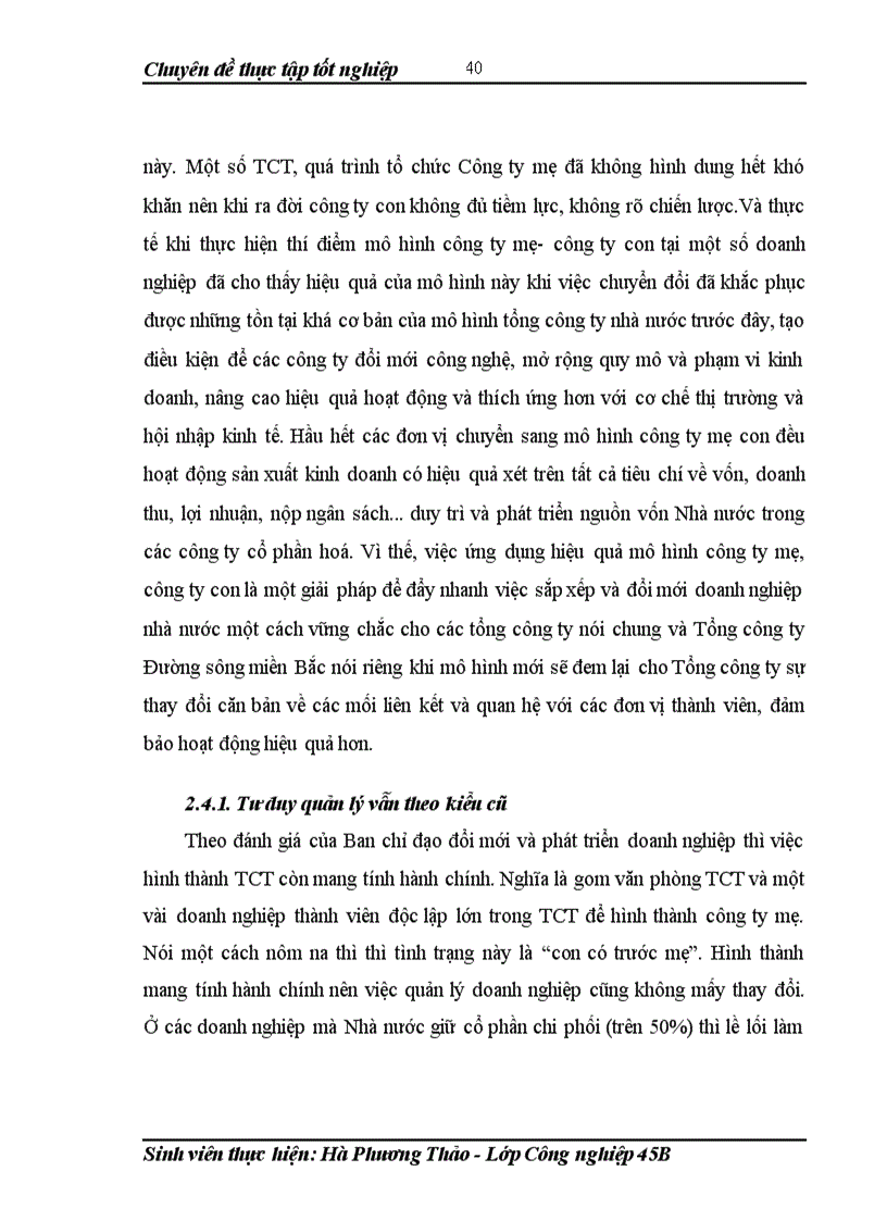 image for page Hoàn thiện bộ máy quản lý của tổng công ty đường sông miền bắc theo mô hình công ty mẹ công ty con