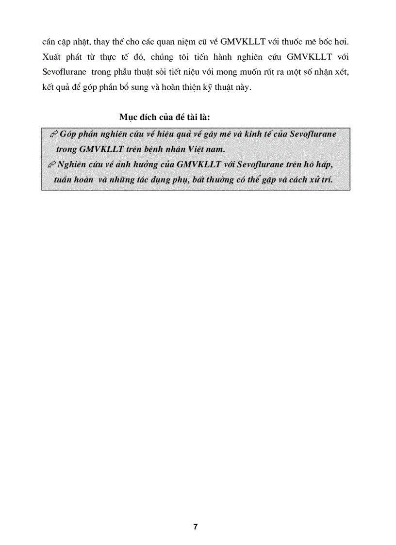 image for page Gây mê vòng kín lưu lượng thấp bằng sevoflurane trong phẫu thuật sỏi tiết niệu