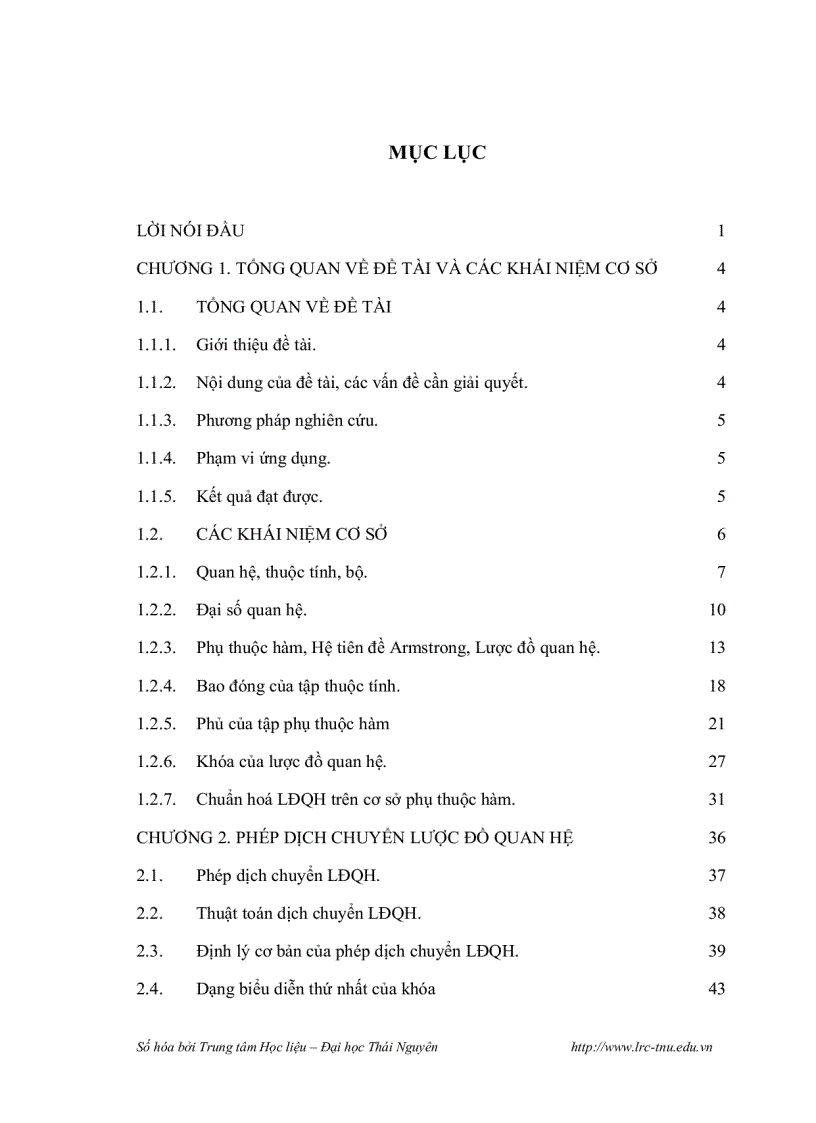 image for page Ứng dụng phép dịch chuyển lược đồ quan hệ trong cơ sở dữ liệu