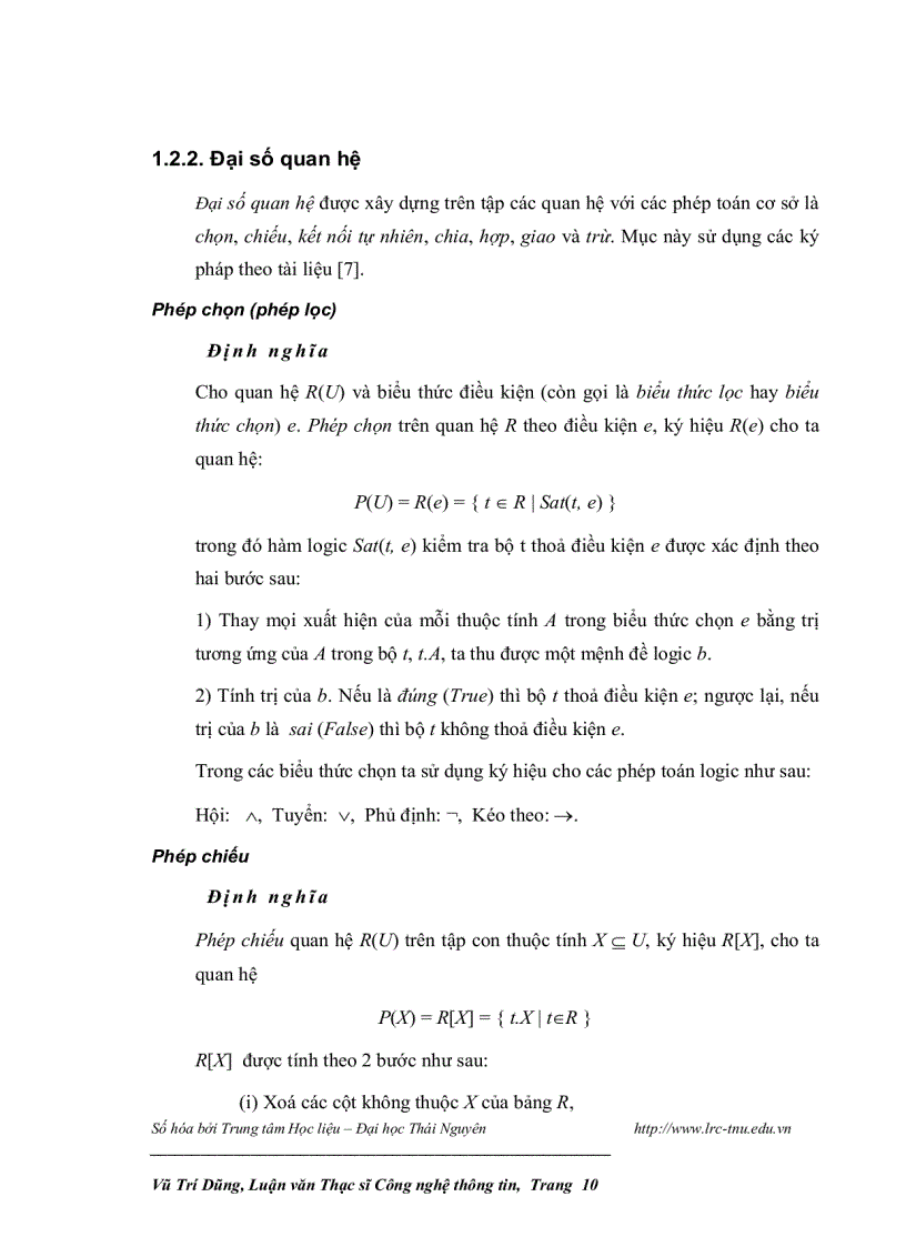 image for page Ứng dụng phép dịch chuyển lược đồ quan hệ trong cơ sở dữ liệu