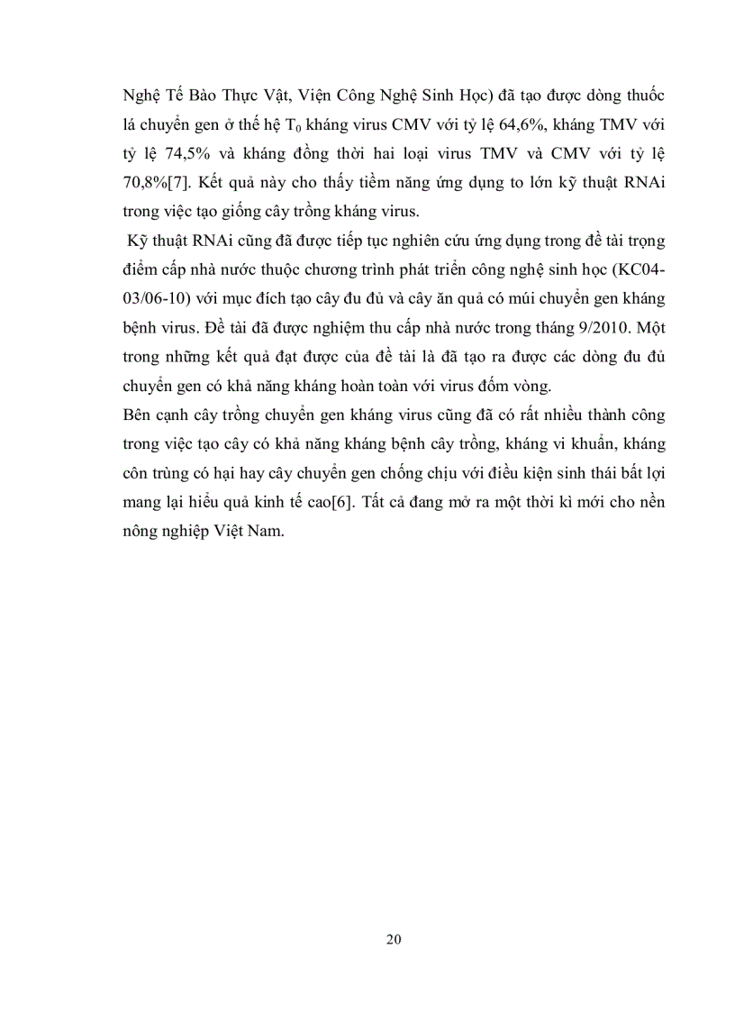 image for page Nghiên cứu quy trình chuyển gen vào giống thuốc lá C9 1 nhằm tạo cây thuốc lá chuyển gen kháng bệnh khảm lá