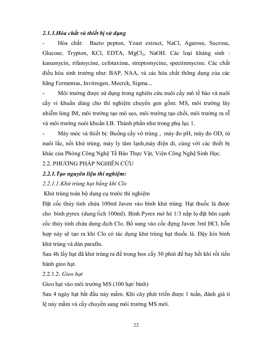 image for page Nghiên cứu quy trình chuyển gen vào giống thuốc lá C9 1 nhằm tạo cây thuốc lá chuyển gen kháng bệnh khảm lá