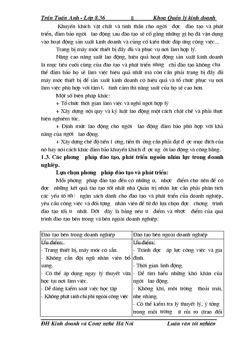 image for page Thực trạng về tổ chức giáo dục đào tạo và phát triển nguồn nhân lực tại công ty In và Sản xuất bao bì Hà Nộ