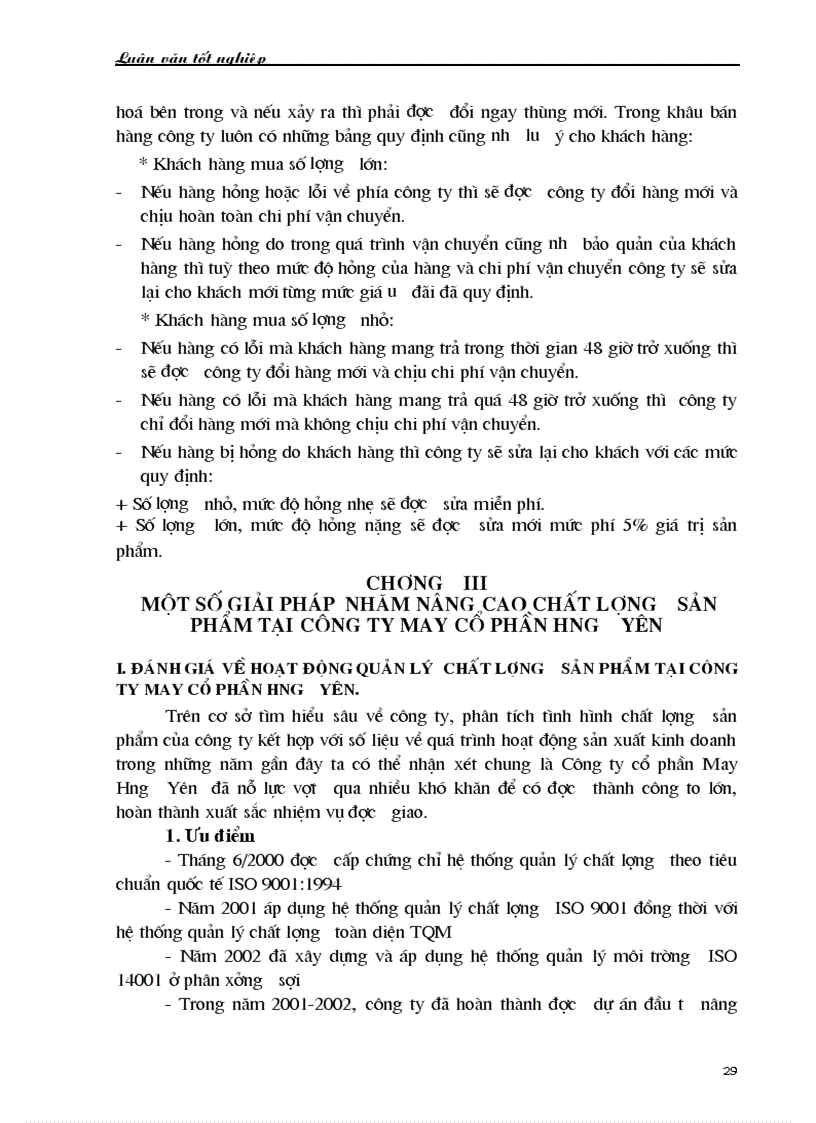 image for page Quản lý chất lượng sản phẩm ở Công ty cổ phần May Hưng Yên và một số giải pháp góp phần nâng cao chất lượng sản phẩm