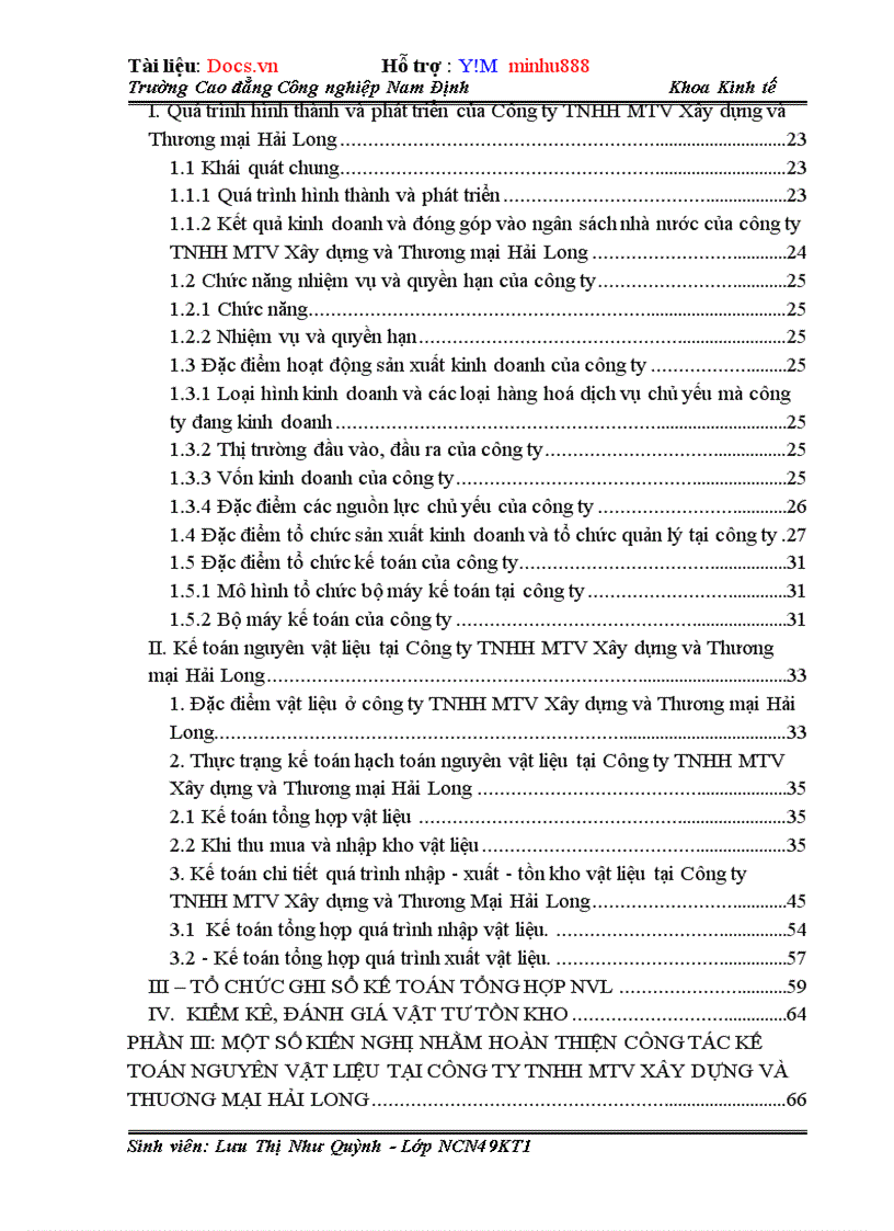 image for page Kế toán nguyên vật liệu tại Công ty TNHH MTV Xây dựng và Thương Mại Hải Long