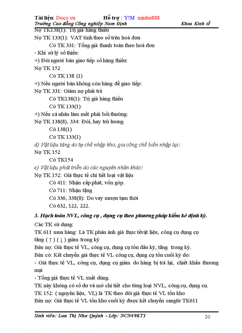 image for page Kế toán nguyên vật liệu tại Công ty TNHH MTV Xây dựng và Thương Mại Hải Long