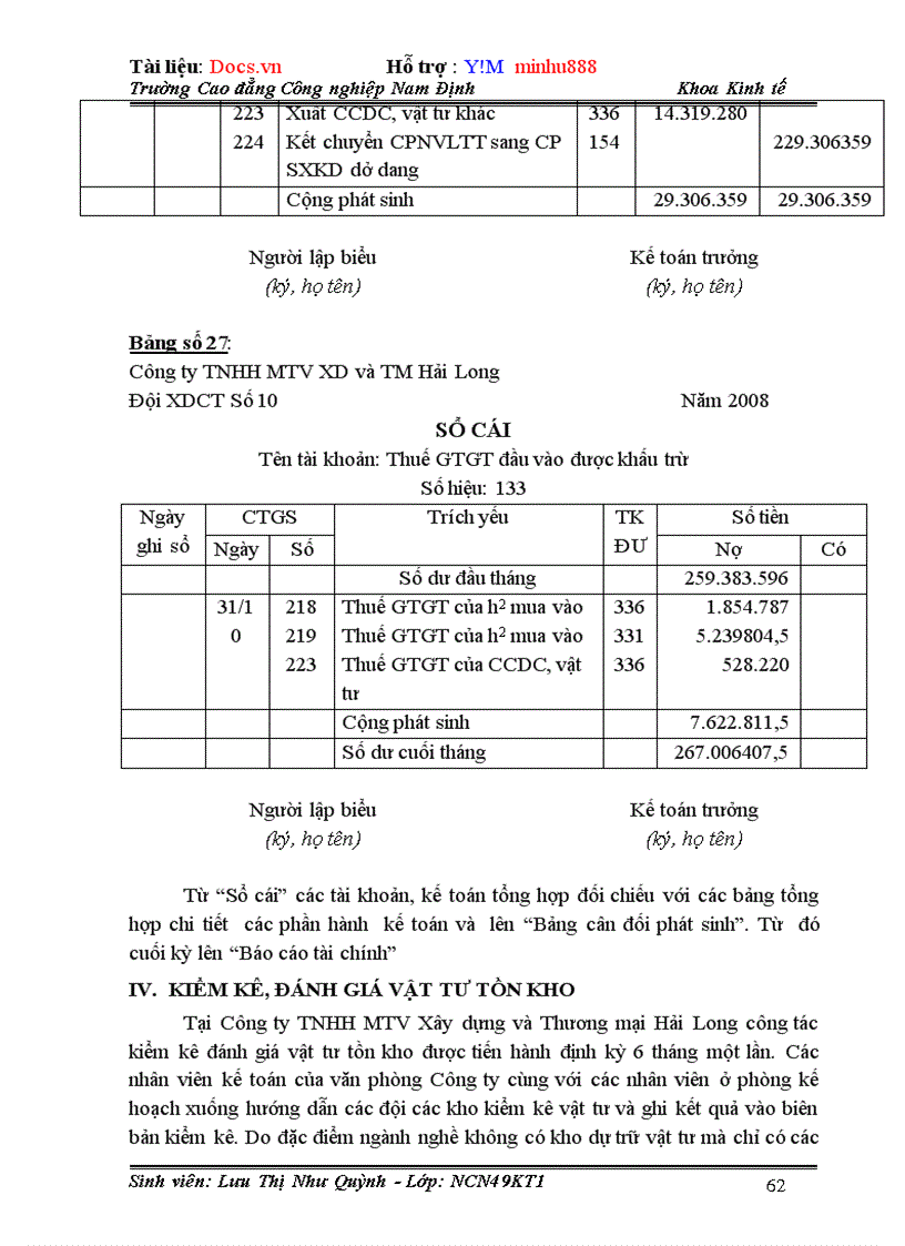 image for page Kế toán nguyên vật liệu tại Công ty TNHH MTV Xây dựng và Thương Mại Hải Long