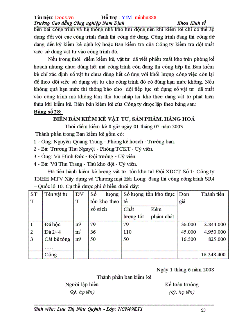 image for page Kế toán nguyên vật liệu tại Công ty TNHH MTV Xây dựng và Thương Mại Hải Long