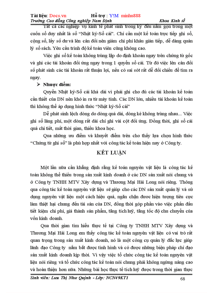 image for page Kế toán nguyên vật liệu tại Công ty TNHH MTV Xây dựng và Thương Mại Hải Long