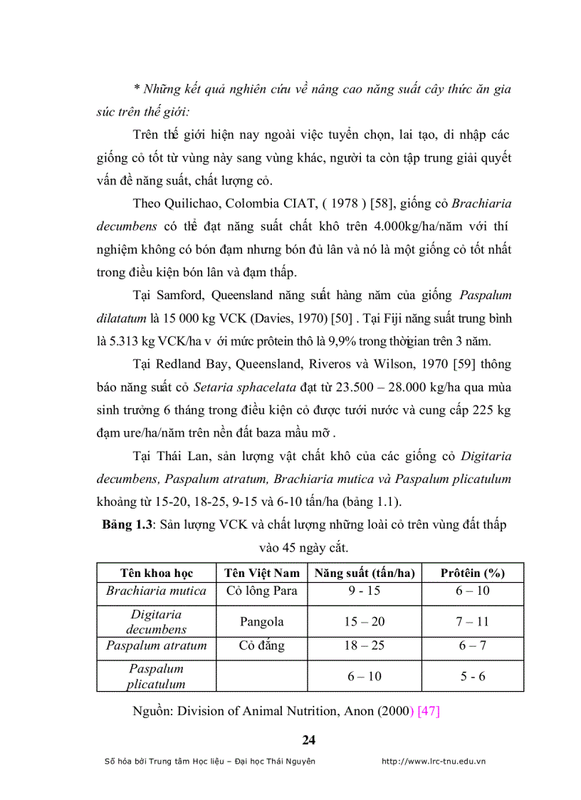 image for page Đánh giá khả năng thích nghi của một số loài cỏ trồng nhập nội trong qui trình thức ăn gia súc tại công ty giống bò sữa mộc châu