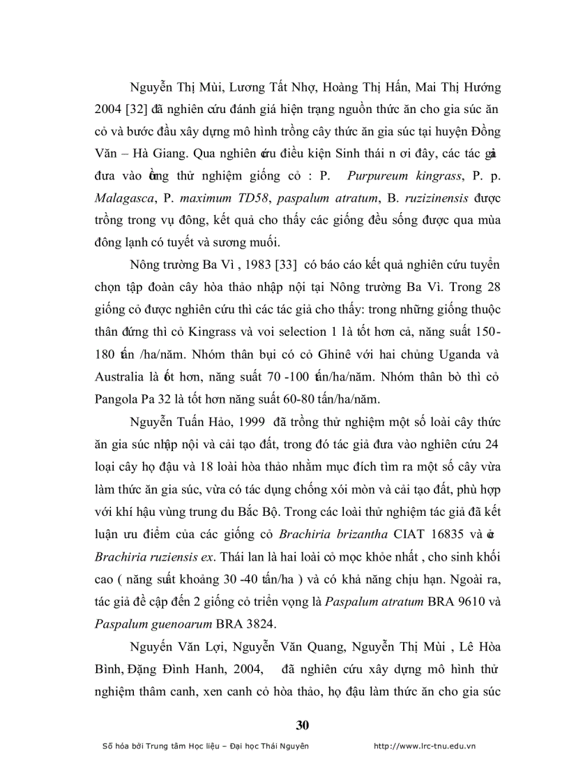 image for page Đánh giá khả năng thích nghi của một số loài cỏ trồng nhập nội trong qui trình thức ăn gia súc tại công ty giống bò sữa mộc châu