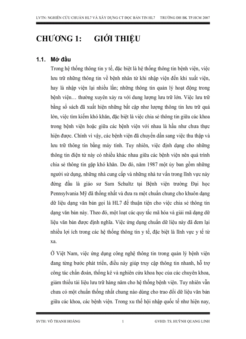 image for page Nghiên cứu chuẩn HL7 dùng trao đổi dữ liệu điện tử trong y khoa và xây dựng chương trình đọc bản tin HL7