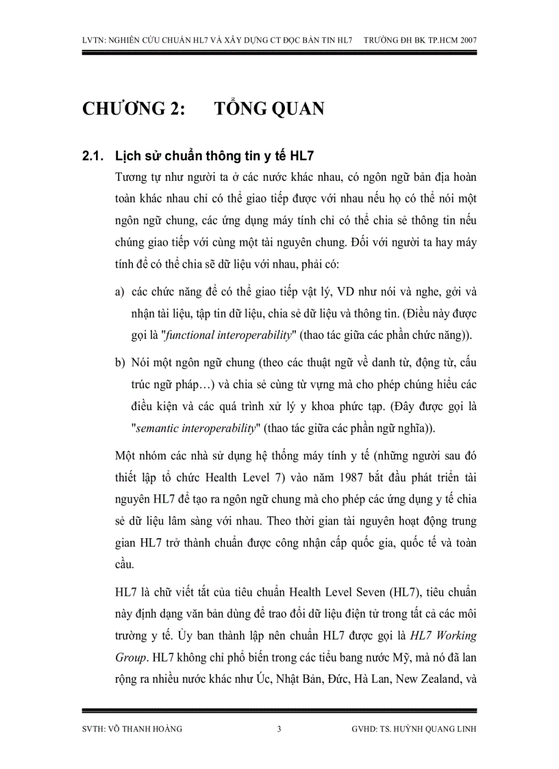 image for page Nghiên cứu chuẩn HL7 dùng trao đổi dữ liệu điện tử trong y khoa và xây dựng chương trình đọc bản tin HL7