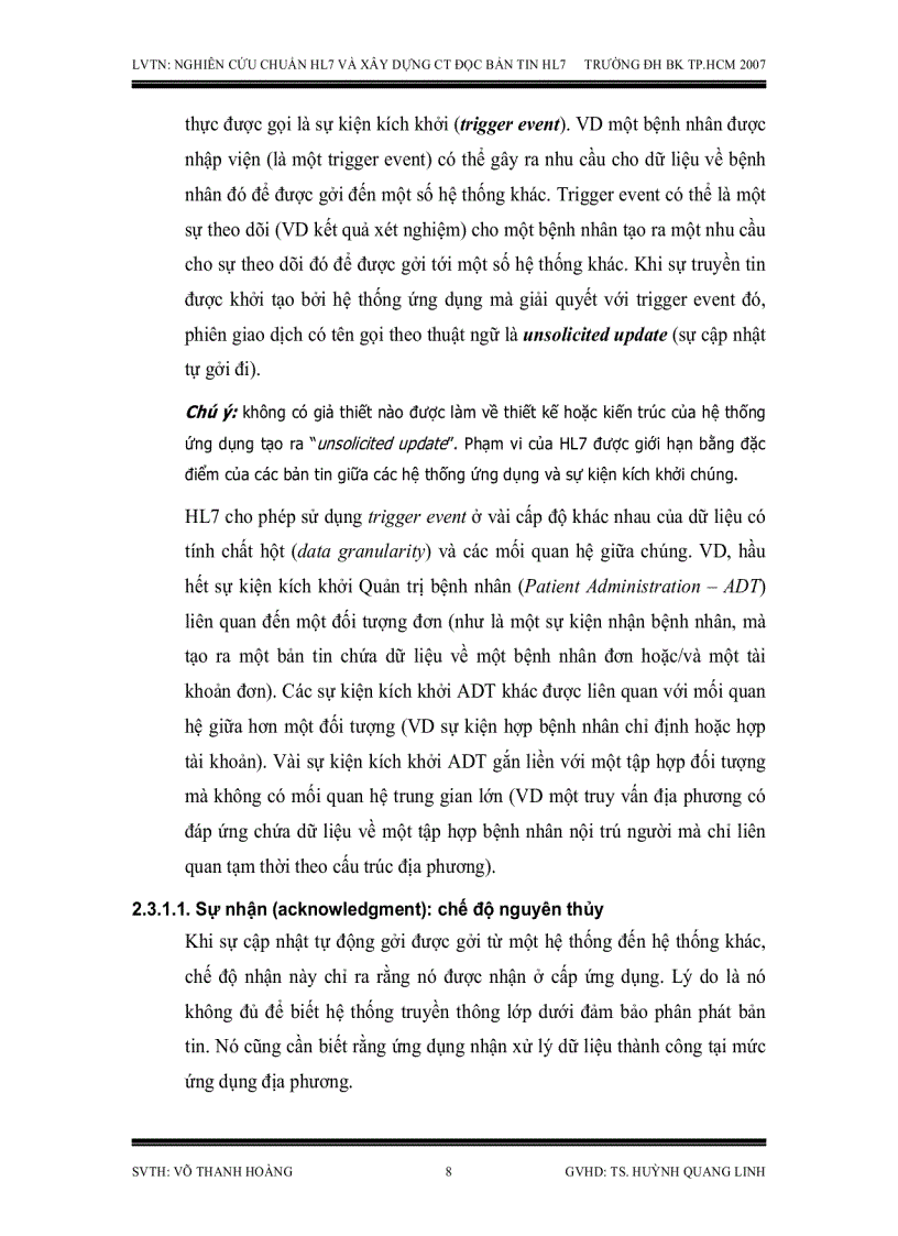 image for page Nghiên cứu chuẩn HL7 dùng trao đổi dữ liệu điện tử trong y khoa và xây dựng chương trình đọc bản tin HL7